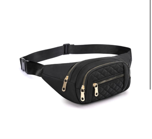 3-Zip Black Belt Bag